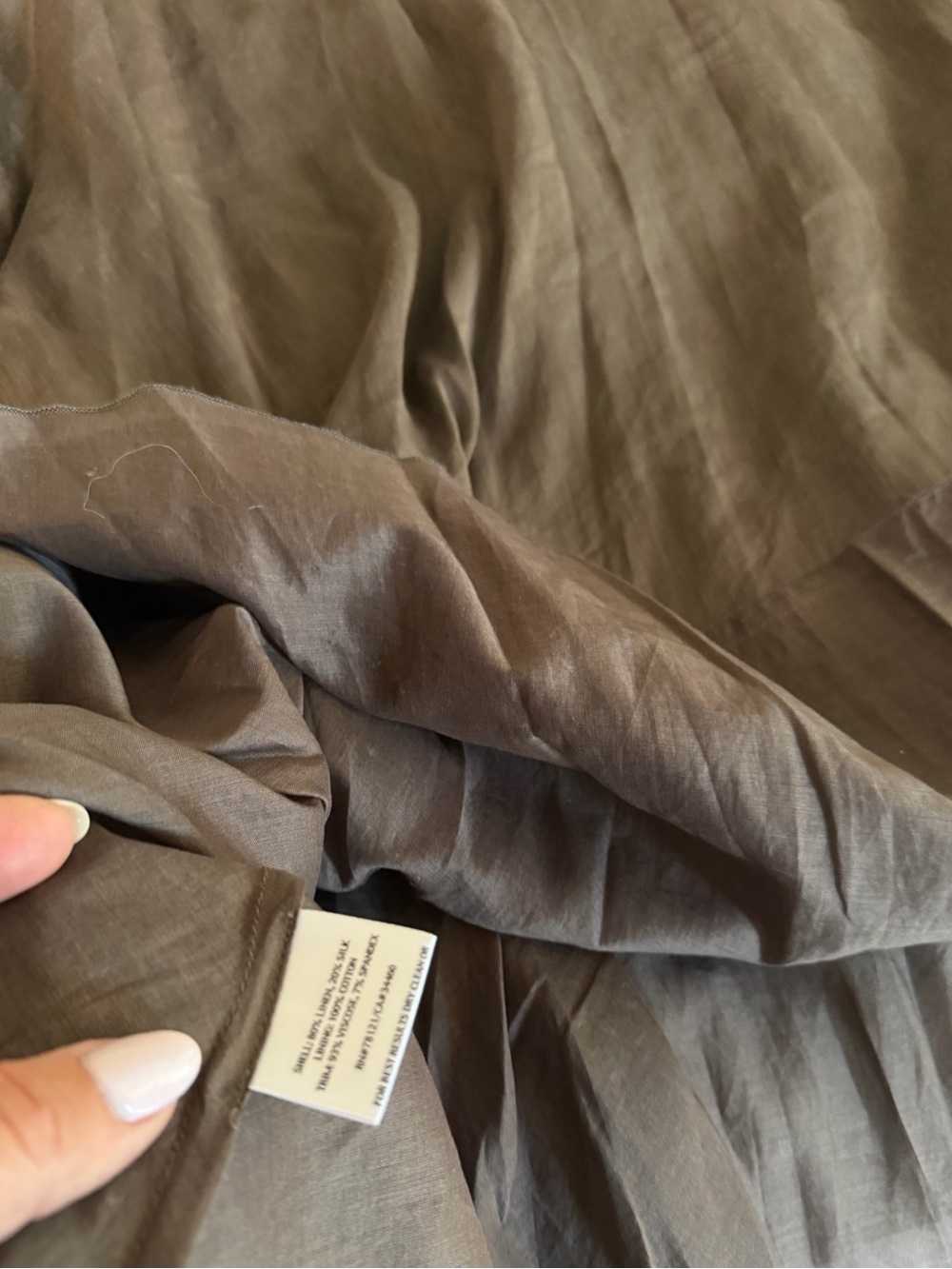 Eileen Fisher Dark Brown High-Low linen Satin Skirt - Picture 16 of 16